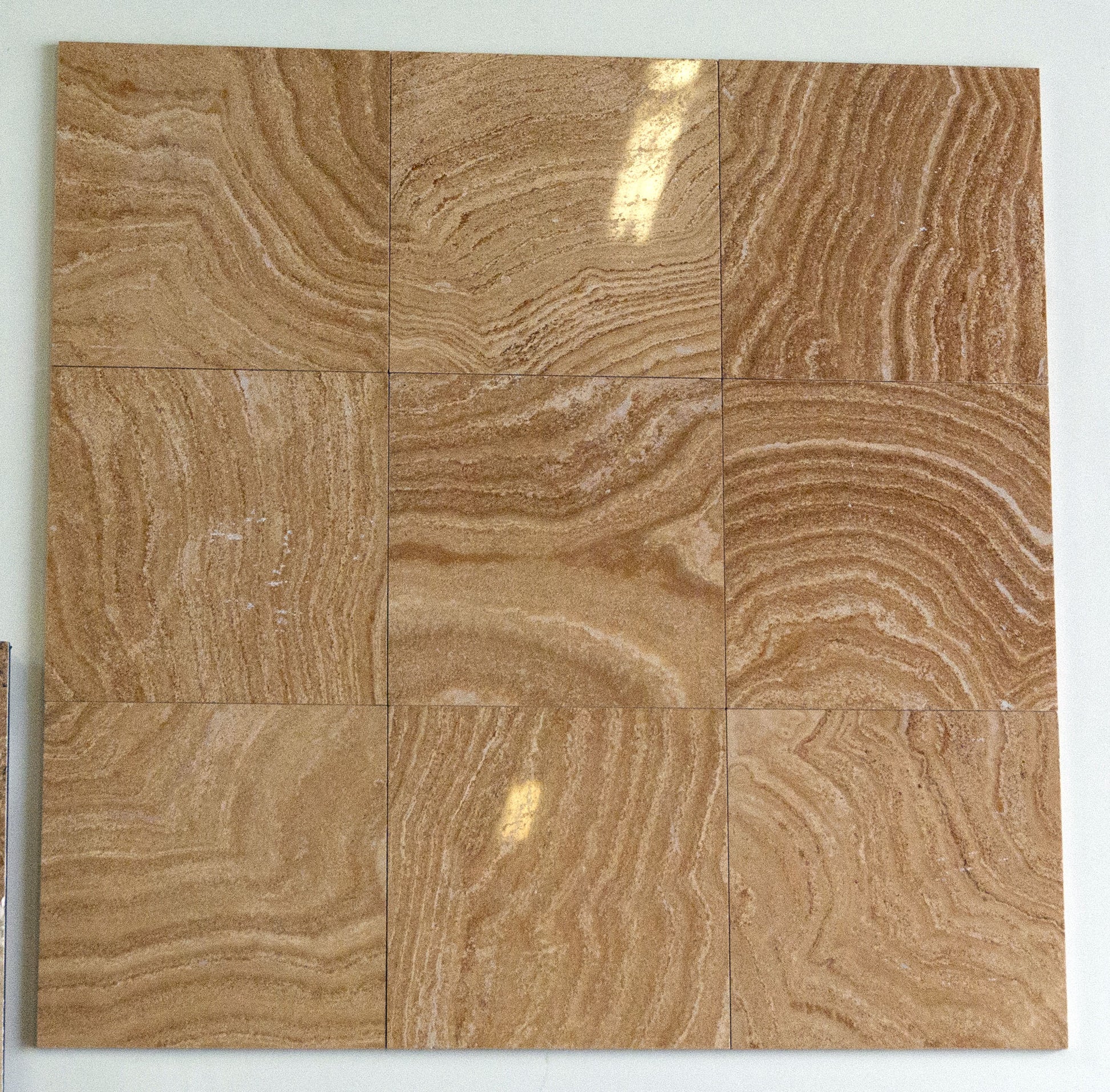Walnut Travertine VEIN CUT 18X18 Filled and POLISHED Tiles (LOT of 160 PCS. (360 SQ. FT.)) - Tilefornia
