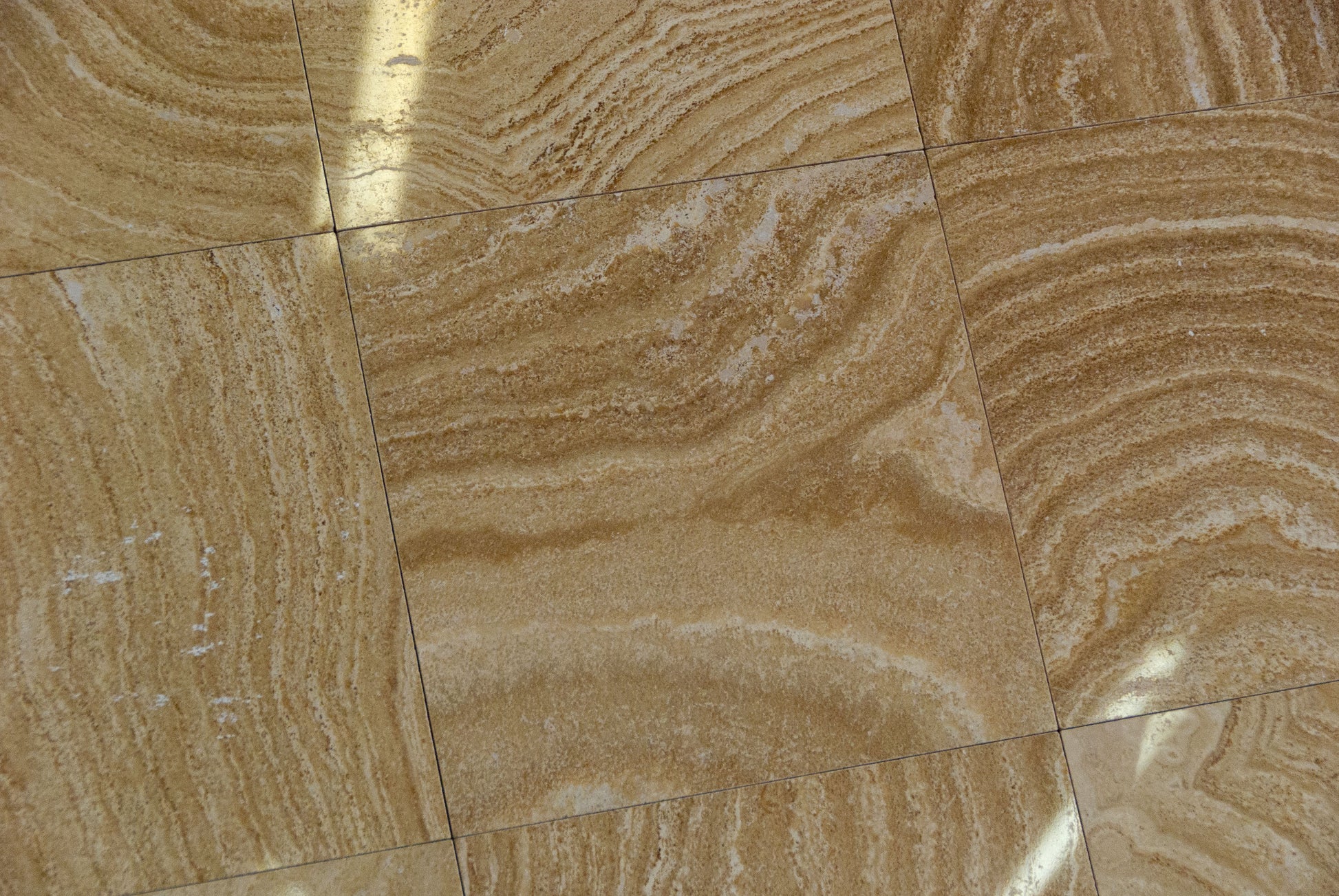 Walnut Travertine VEIN CUT 18X18 Filled and POLISHED Tiles (LOT of 160 PCS. (360 SQ. FT.)) - Tilefornia