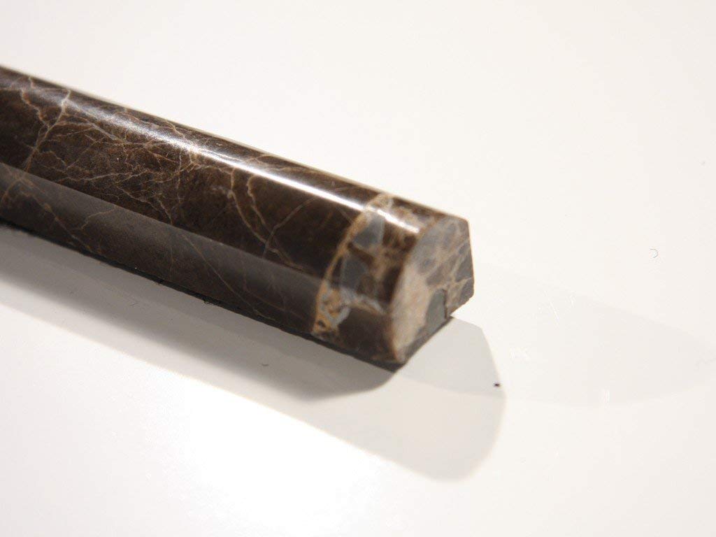 Spanish Dark Emperador Marble pencil rail molding - Tilefornia