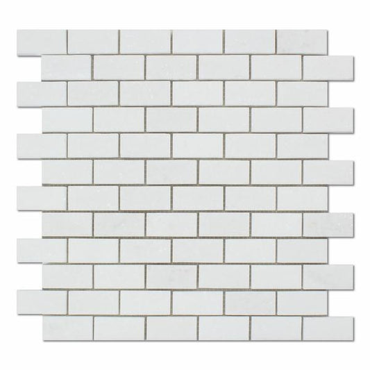 Tilefornia Thassos White 1"X2" Brick Marble Mosaic Polished & Honed - Tilefornia