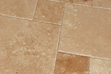 Warm Walnut Travertine Versailles French Pattern Premium Quality Field Tiles, Brushed and Chiseled (LOT of 72 SQ. FT. ( 9 BUNDLES )) - Tilefornia