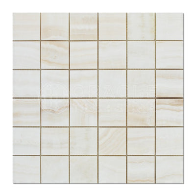 White Onyx Mosaic Tile 2x2, Polished & Cross-Cut