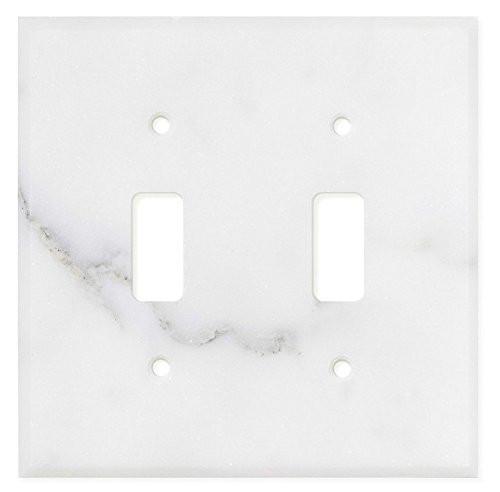 Tilefornia Calacatta Gold Marble Double Toggle Switch Plate - Tilefornia