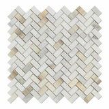 Tilefornia Calacatta Gold Mini Herringbone Mosaic Tile Polished/Honed - Tilefornia