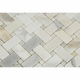 Tilefornia Calacatta Gold Marble Basketweave Mosaic - Tilefornia