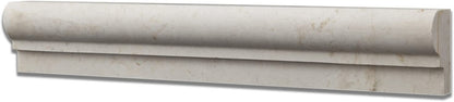 Sample of Botticino Marble Honed 2 X 12 Chair Rail OG-1 Molding and 3/4 Bullnose liner - Tilefornia
