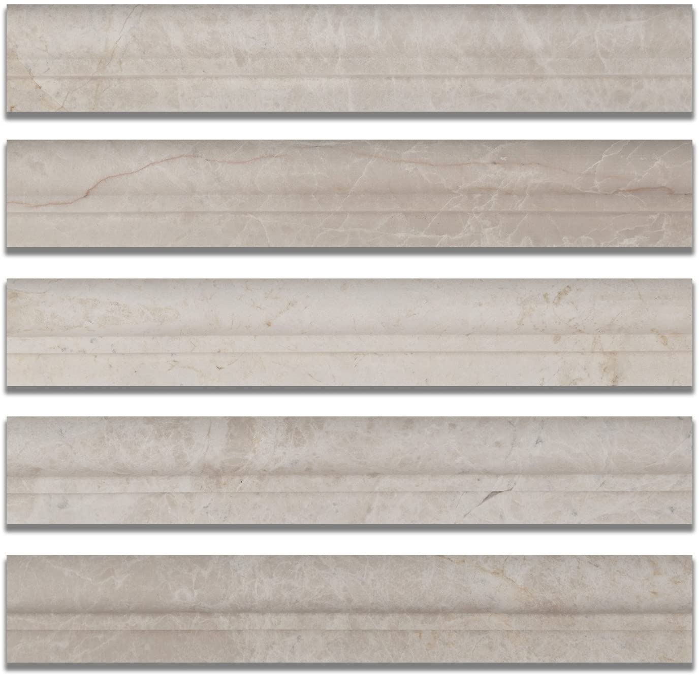 Botticino Marble Honed 2 X 12 Chair Rail Ogee-1 Molding - Standard Quality - BOX of 15 PCS - Tilefornia