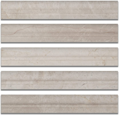Botticino Marble Honed 2 X 12 Chair Rail Ogee-1 Molding - Standard Quality - BOX of 15 PCS - Tilefornia