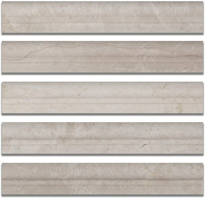 Botticino Marble Honed 2 X 12 Chair Rail Ogee-1 Molding - Standard Quality - 1 FULL Piece - Tilefornia