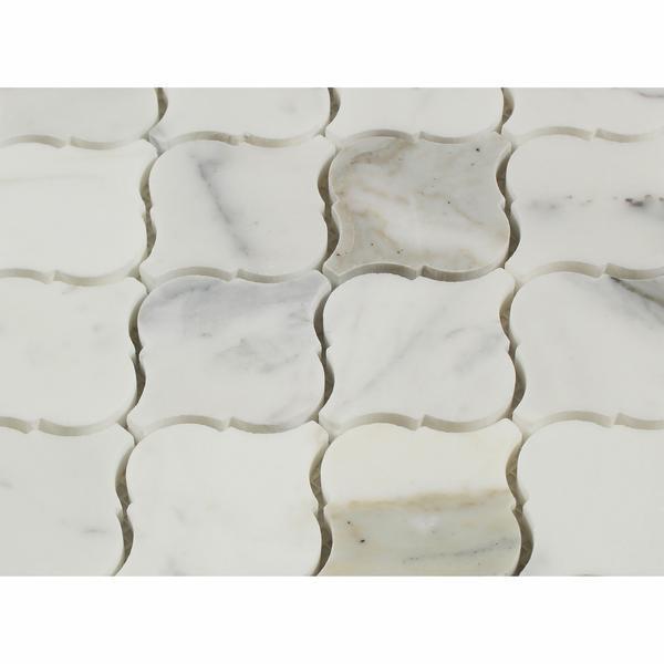 Tilefornia Calacatta Gold Marble Lantern Arabesque Mosaic Tile - Tilefornia