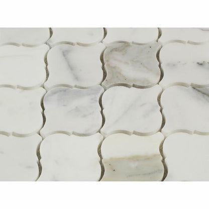 Tilefornia Calacatta Gold Marble Lantern Arabesque Mosaic Tile - Tilefornia