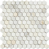 Calacatta Gold (Italian Calcutta) Marble 1 inch Hexagon Mosaic Tile, Honed - Tilefornia