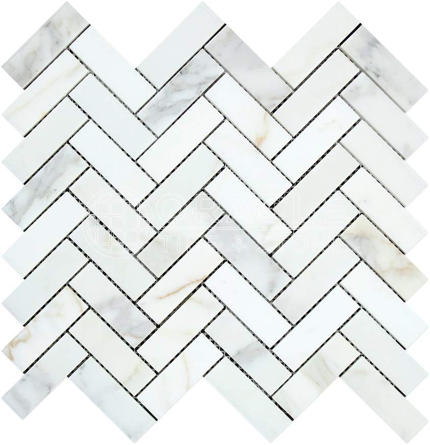 Tilefornia Calacatta Gold Herringbone 1"X3" Mosaic Tile Polished/Honed - Tilefornia