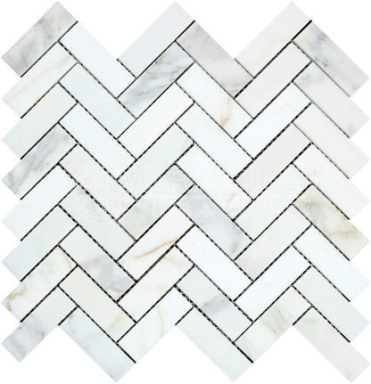 Tilefornia Calacatta Gold Herringbone 1"X3" Mosaic Tile Polished/Honed - Tilefornia