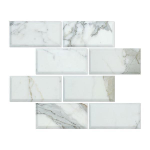 Tilefornia Calacatta Gold 3" X 6" Deep Beveled Field Subway Tile Polished/Honed - Tilefornia