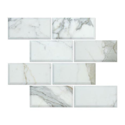 Tilefornia Calacatta Gold 3" X 6" Deep Beveled Field Subway Tile Polished/Honed - Tilefornia