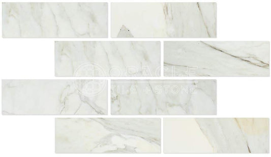 Tilefornia Calacatta Gold 4"X12" Field Subway Tile Polished & Honed - Tilefornia