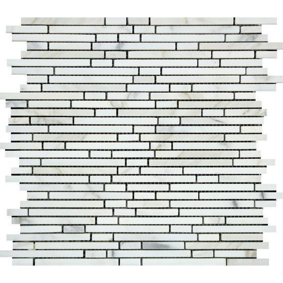 Tilefornia Calacatta Gold Random Sticks Bamboo Mosaic Tile - Tilefornia