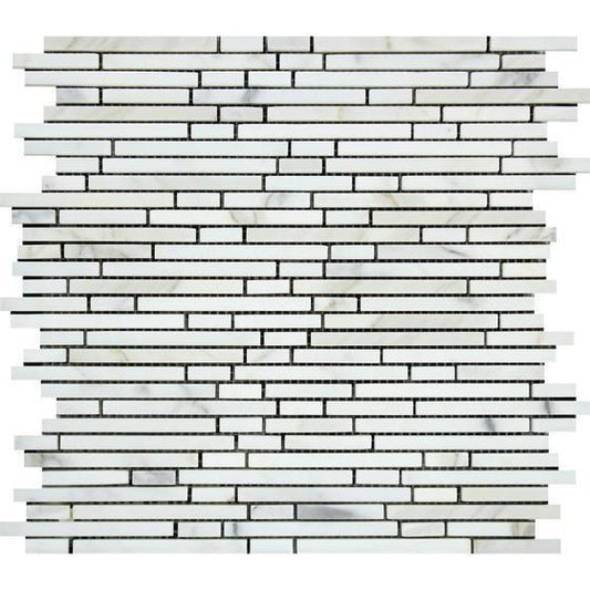 Tilefornia Calacatta Gold Random Sticks Bamboo Mosaic Tile - Tilefornia