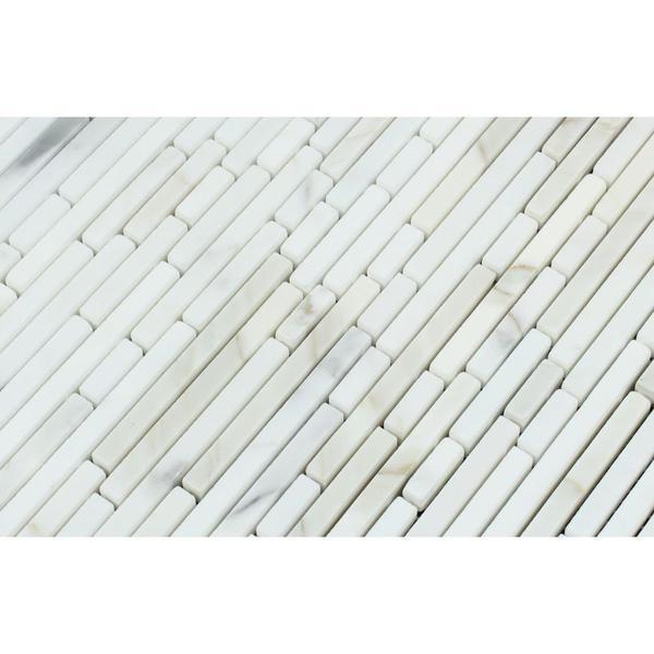 Tilefornia Calacatta Gold Random Sticks Bamboo Mosaic Tile - Tilefornia