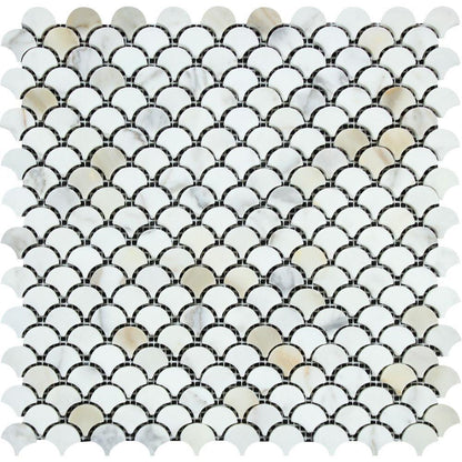 Tilefornia Calacatta Gold Fan (Rain Drop) Mosaic Tile - Tilefornia