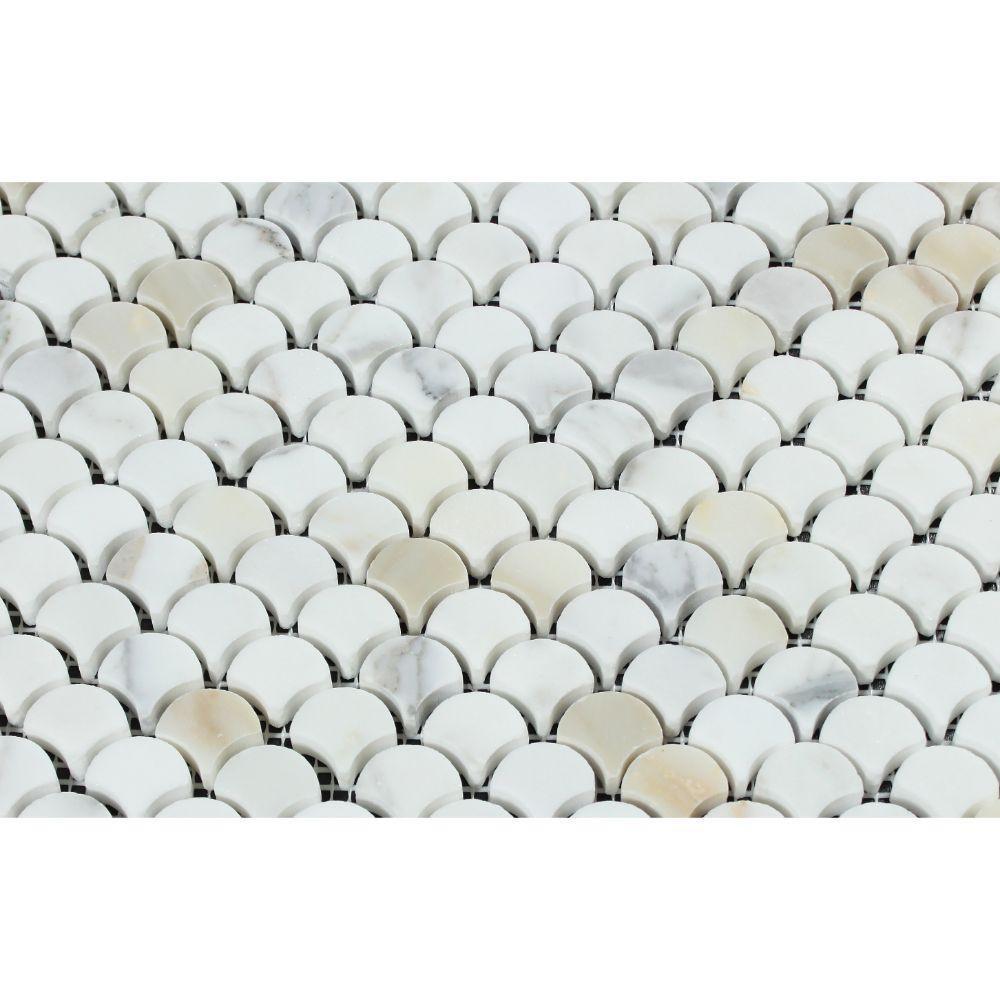 Tilefornia Calacatta Gold Fan (Rain Drop) Mosaic Tile - Tilefornia
