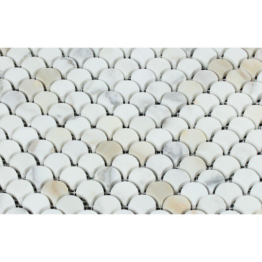 Tilefornia Calacatta Gold Fan (Rain Drop) Mosaic Tile - Tilefornia