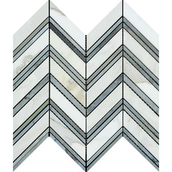Tilefornia Calacatta Gold & Blue Marble Chevron - Tilefornia