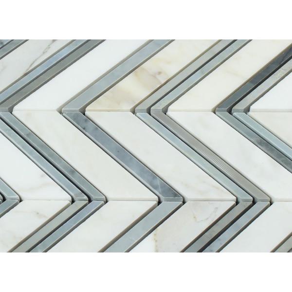 Tilefornia Calacatta Gold & Blue Marble Chevron - Tilefornia