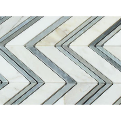 Tilefornia Calacatta Gold & Blue Marble Chevron - Tilefornia