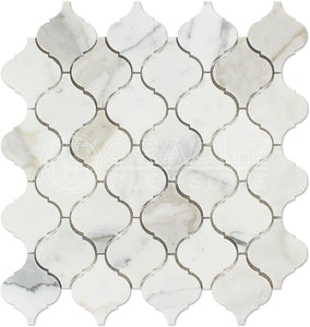 Calacatta Gold (Italian Calcutta) Marble Lantern Arabesque Mosaic Tile, Polished - Tilefornia