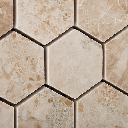 Cappuccino Marble Polished 2-inch Hexagon Mosaic Tile - 6 X 6 Sample - Tilefornia
