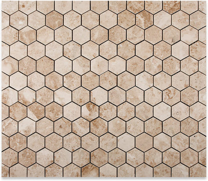 Cappuccino Marble Polished 2-inch Hexagon Mosaic Tile - Box of 5 sq. ft. - Tilefornia
