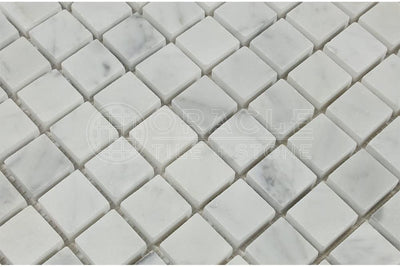 White Carrara Marble Mosaic Tile 1x1, Polished