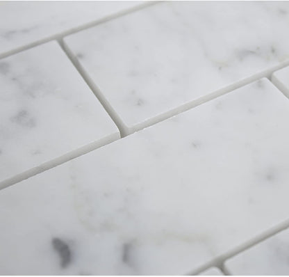 Carrara White (Bianco Carrera) 2"x4" Grand Brick Subway Mosaic Tile Polished - Marble from Italy - Tilefornia