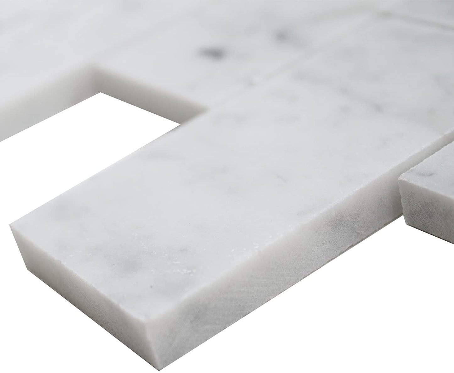 Carrara White (Bianco Carrera) 2"x4" Grand Brick Subway Mosaic Tile Polished - Marble from Italy - Tilefornia