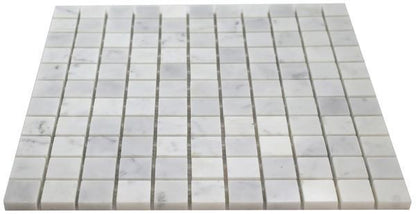 Tilefornia Italian Carrara White Marble 1" X 1" Mosaic Tile Polished/Honed - Tilefornia