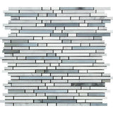 Tilefornia Thassos White & Carrara White & Blue/Gray Marble Bamboo Sticks Strips - Tilefornia