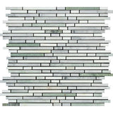 Tilefornia Thassos White & Carrara White & Green Marble Bamboo Sticks Strips - Tilefornia