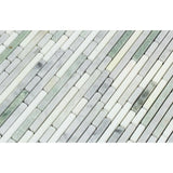 Tilefornia Thassos White & Carrara White & Green Marble Bamboo Sticks Strips - Tilefornia