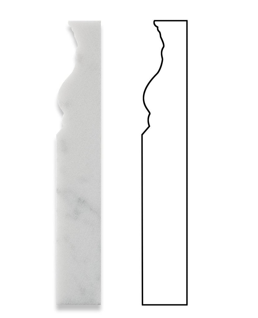 Tilefornia Italian Carrara White Marble 4 3/4" X 12" Baseboard Trim Molding Polished/Honed - Tilefornia