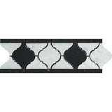 Tilefornia Italian  Carrara White Marble Lantern Border w/ Black Marble Polished/Honed - Tilefornia