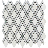 Tilefornia Lattice Thassos White & Carrara White & Blue Marble Diamonds - Tilefornia