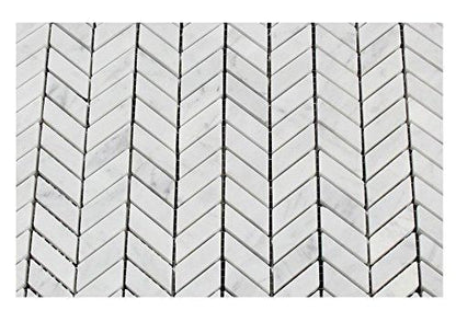 Tilefornia Italian Carrara White Marble Mini Chevron Mosaic Tile Polished/Honed - Tilefornia