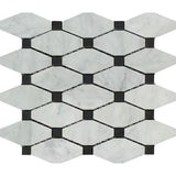 Tilefornia Italian Carrara White Marble Octave w/Black Marble Mosaic Tile Polished/Honed - Tilefornia