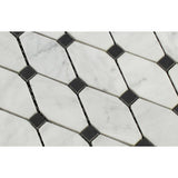 Tilefornia Italian Carrara White Marble Octave w/Black Marble Mosaic Tile Polished/Honed - Tilefornia