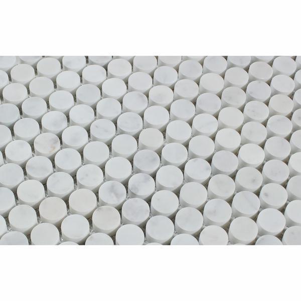 Tilefornia Italian Carrara White Penny Round Mosaic Tile Polished /Honed - Tilefornia