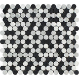 Tilefornia Carrara White & Thassos White & Black Marble MULTICOLOR Penny Rounds - Tilefornia