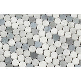 Tilefornia Carrara White & Thassos White & Blue/Gray Marble MULTICOLOR Penny Rounds - Tilefornia