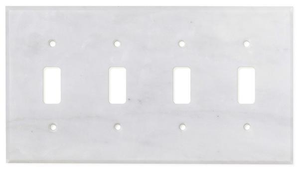 Tilefornia Carrara White Marble Quadruple Toggle Switch Plate Polished/Honed - Tilefornia